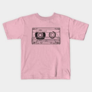 Cassette Tape (Black Lines) Analog / Music Kids T-Shirt